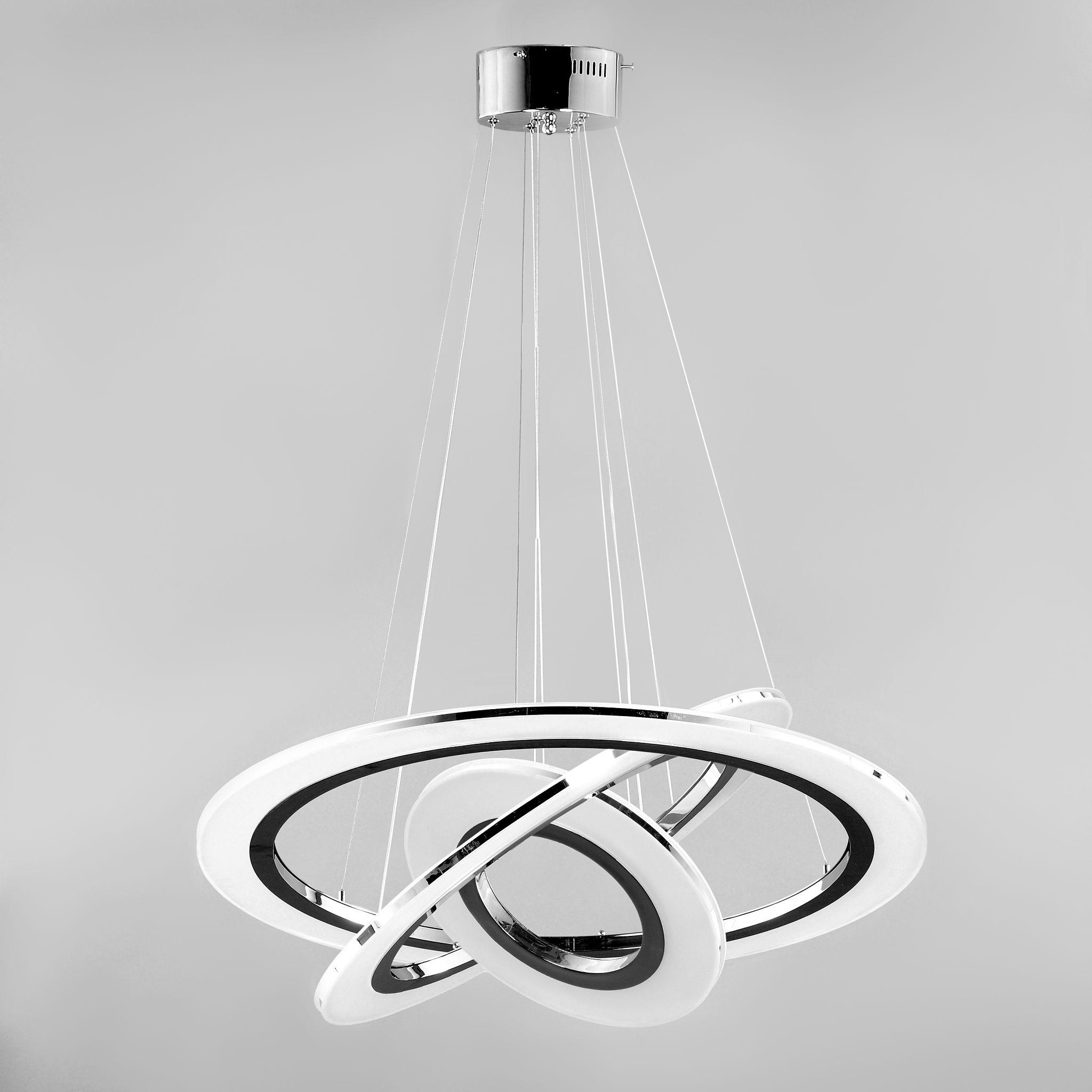 Front view of a contemporary sculptural chandelier for architectural interiors.