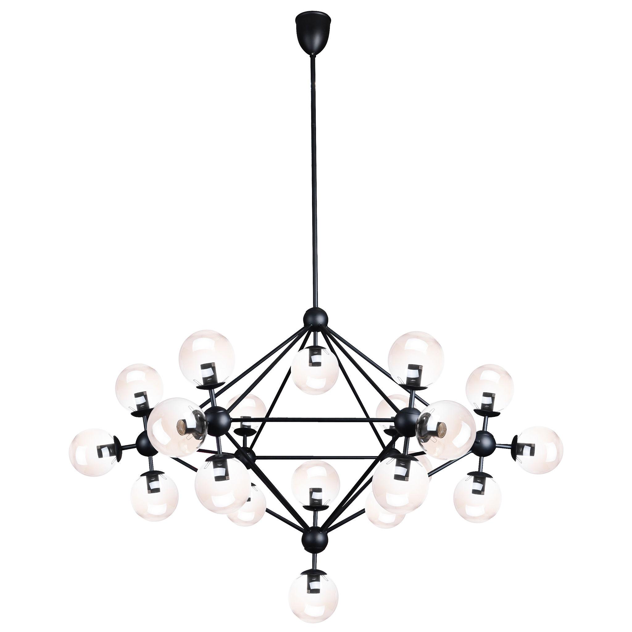 Front view of a contemporary sculptural chandelier for architectural interiors.