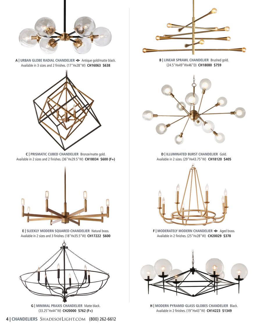 Modern chandelier family featuring multiple sizes and design variations.