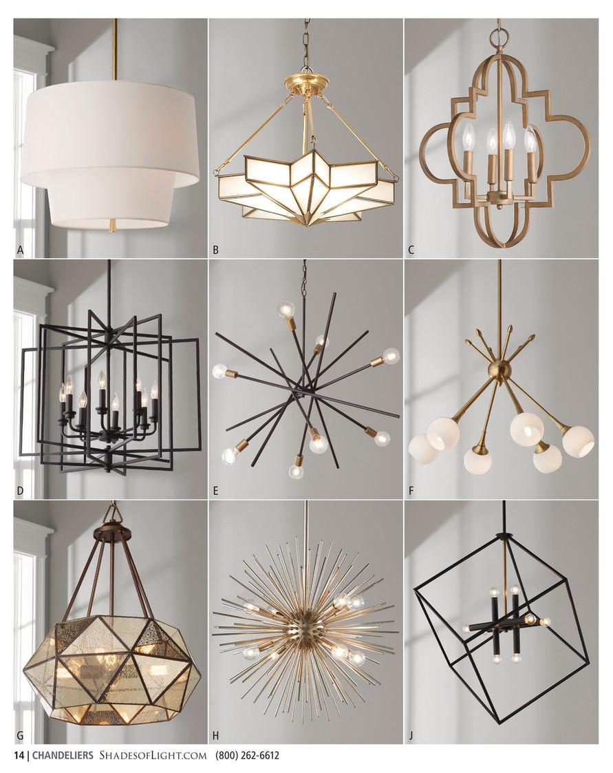 Modern chandelier family featuring multiple sizes and design variations.