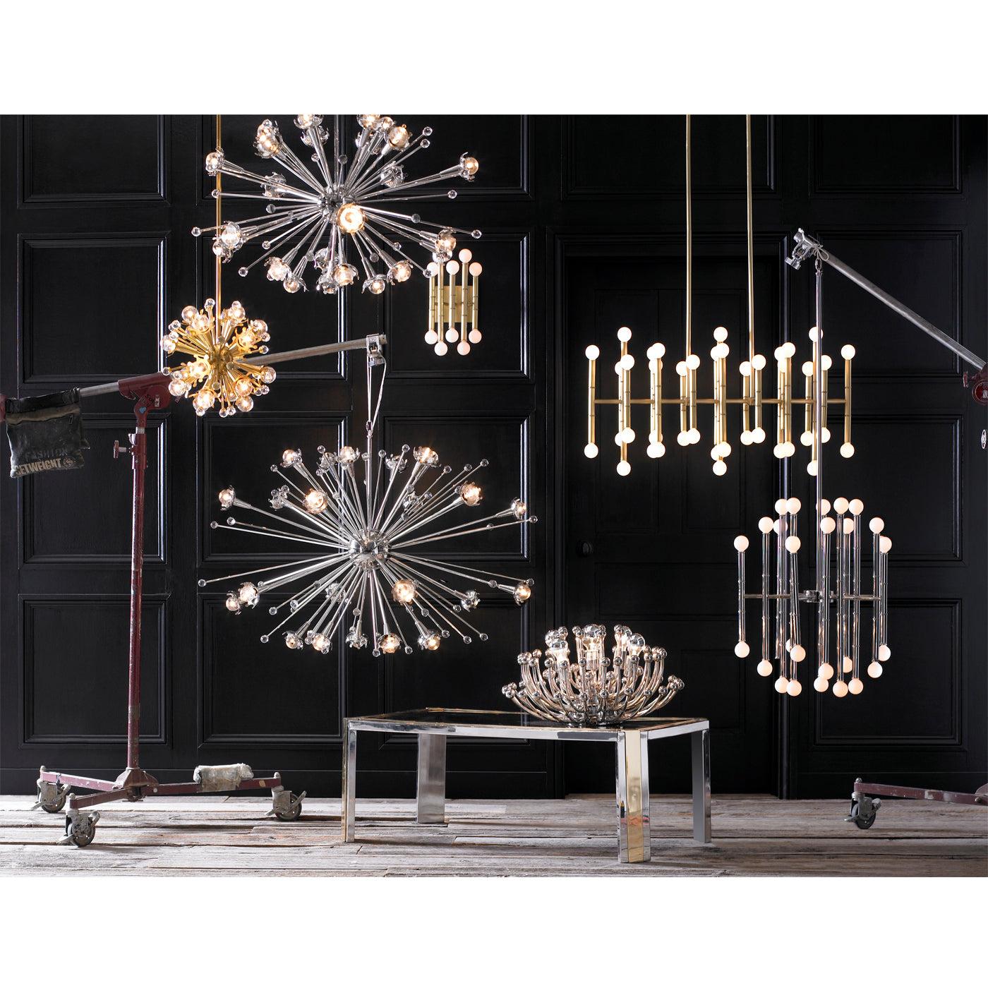 Modern chandelier family featuring multiple sizes and design variations.