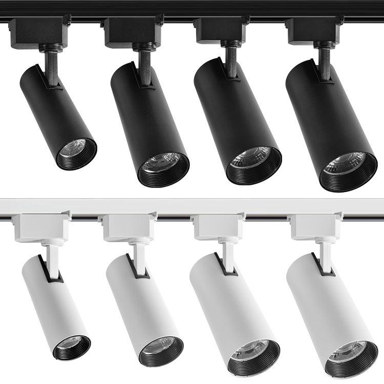 Mini track spotlight family showing alternative finishes and sizes.