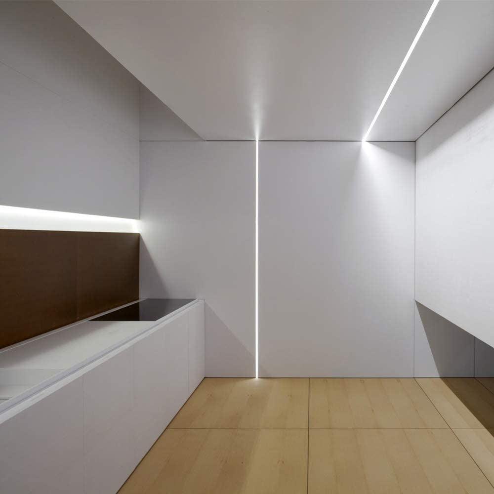 Drywall LED profile seamlessly integrated into a contemporary gypsum ceiling and wall.