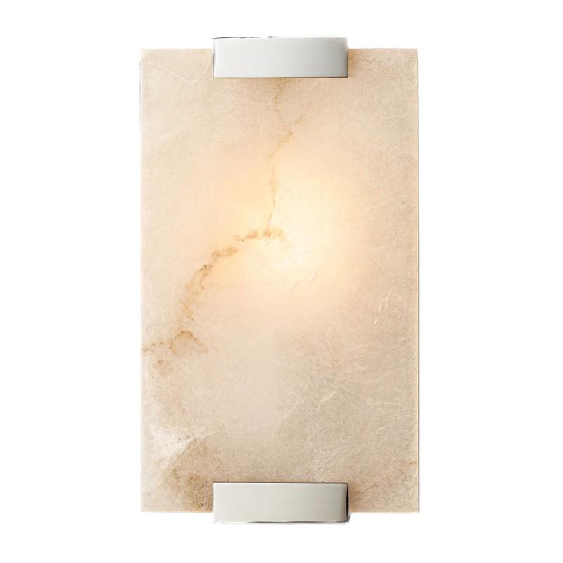 Marble wall lamp photographed on a clean white studio background showcasing genuine natural stone and premium metal detailing.