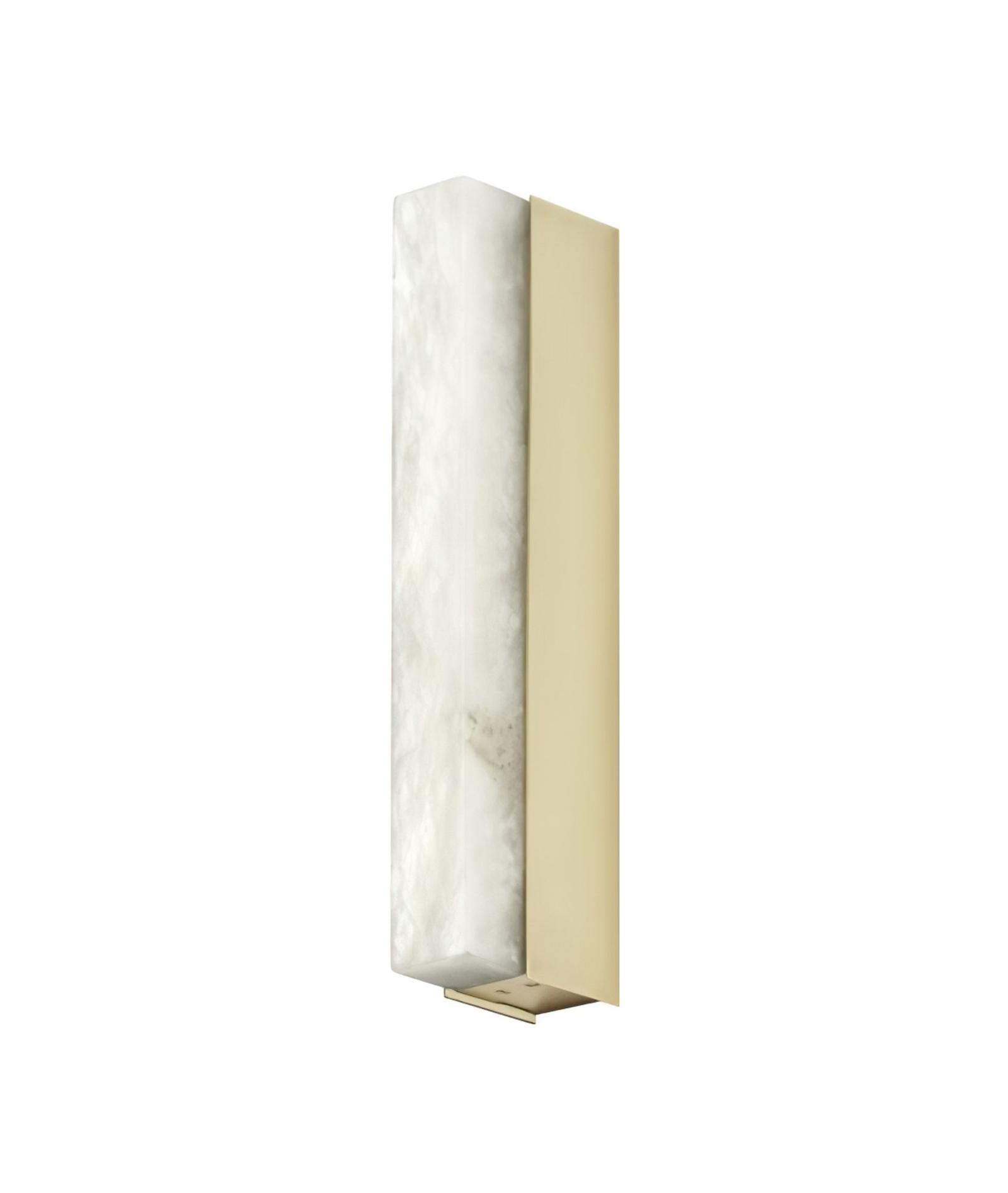 Marble wall lamp photographed on a clean white studio background showcasing genuine natural stone and premium metal detailing.