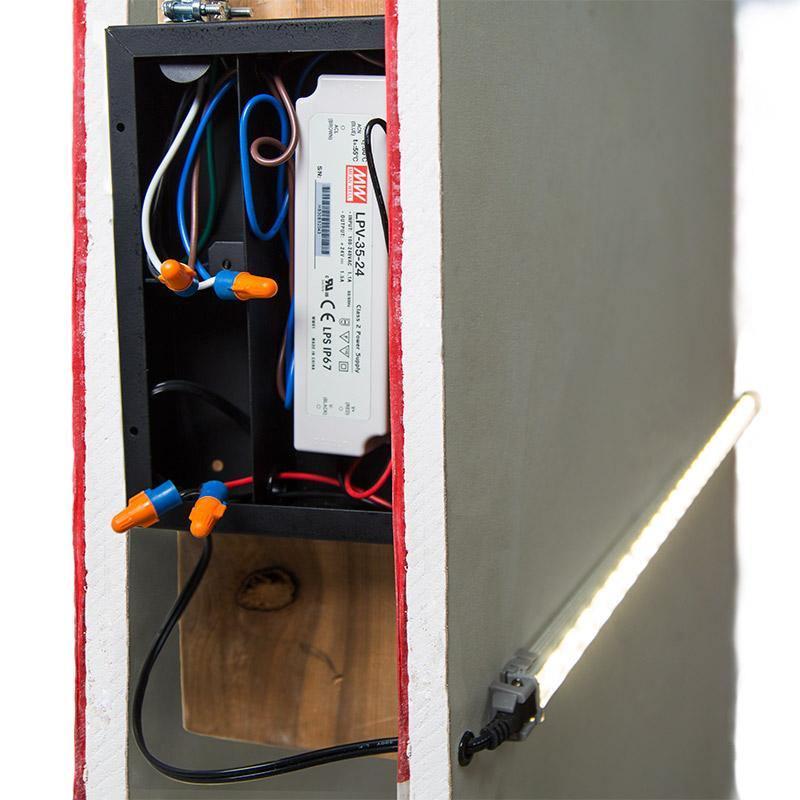Constant voltage LED drivers integrated into a contemporary architectural lighting installation.