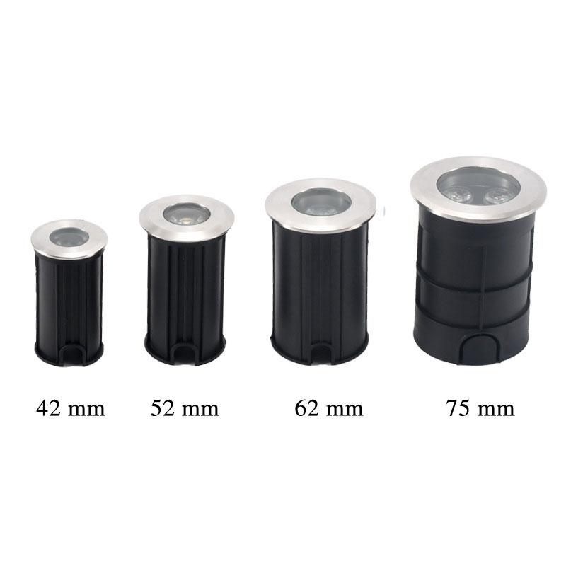 Mini inground light family with size, bezel and finish variations.
