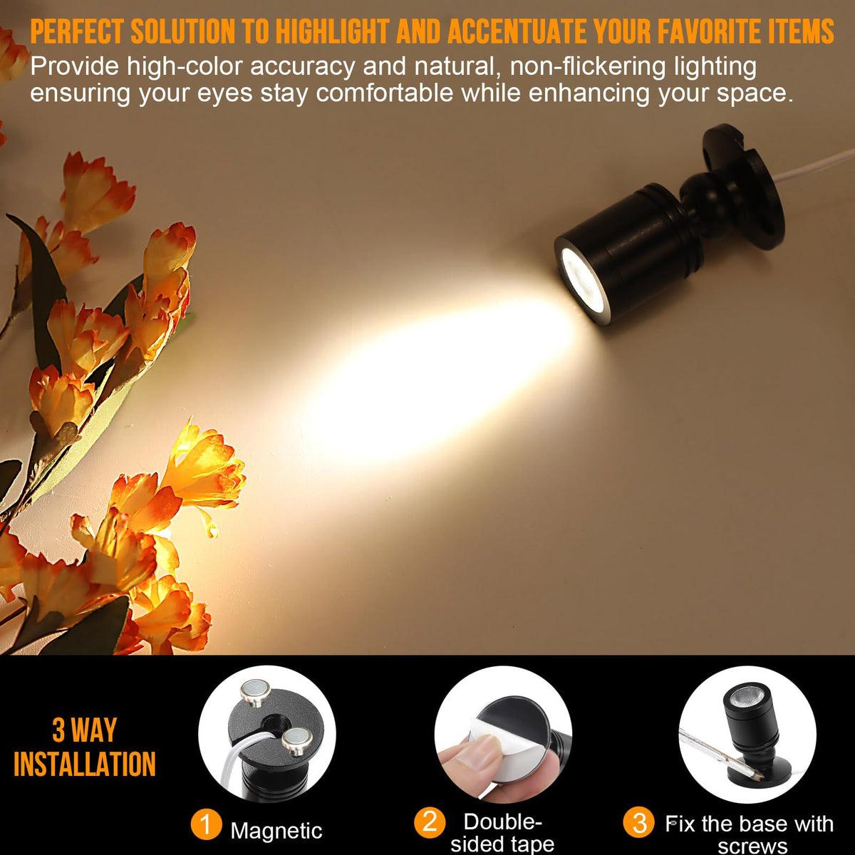 Magnetic mini spotlight family with finish and size variations.