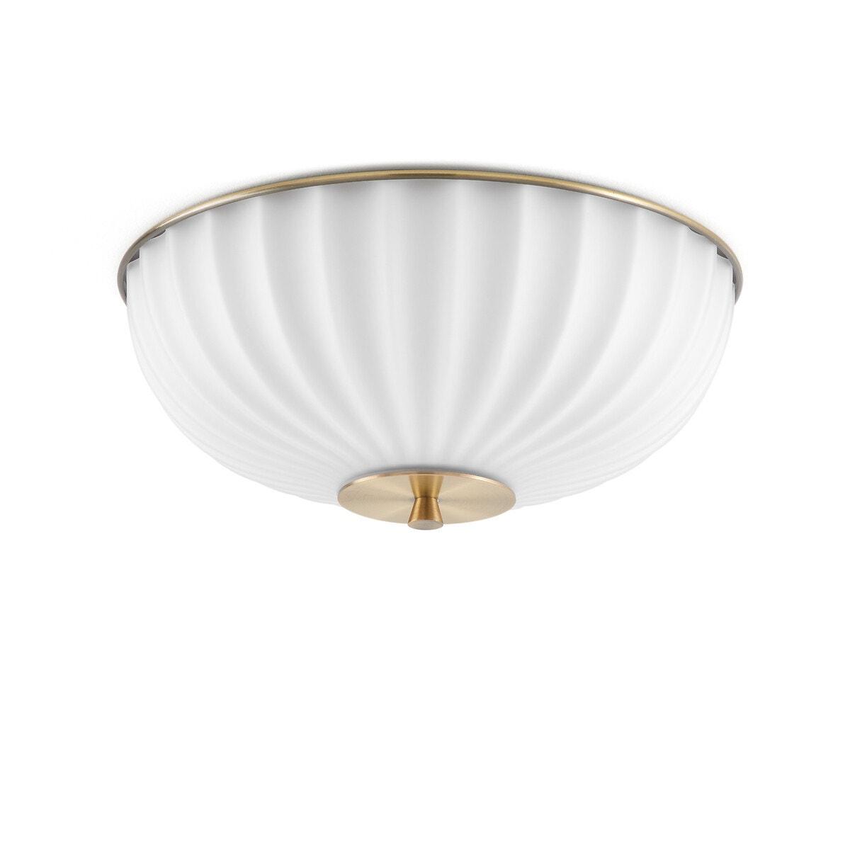 Luxury sculpted metal and glass ceiling light with a refined hospitality design on a white background