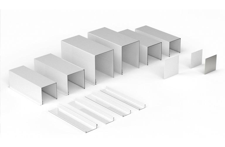 Curtain cove lighting profile family with multiple profile dimensions, diffuser options and finishes.