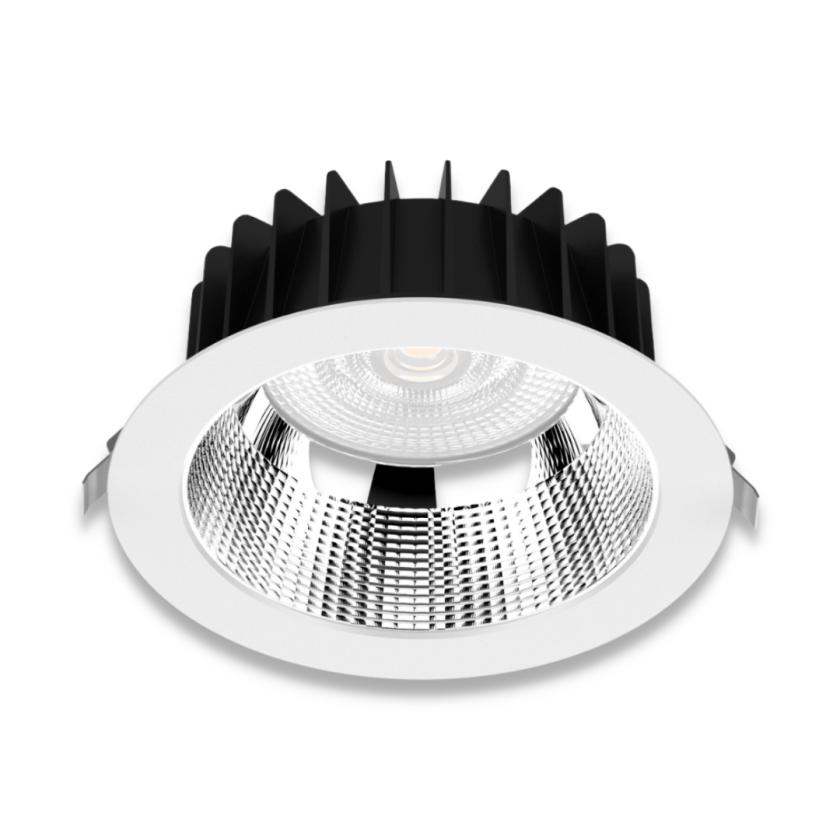 Front view highlighting the deep anti-glare recessed optic.