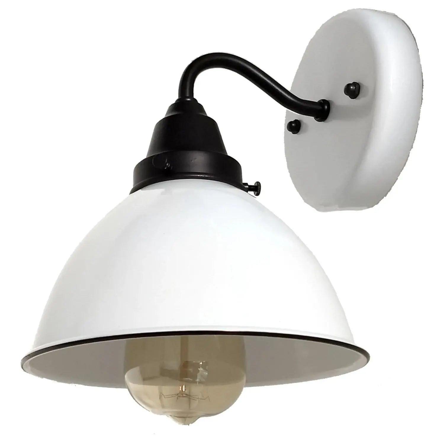 Rustic wall lamp featuring wood and wrought iron photographed on a clean white studio background.