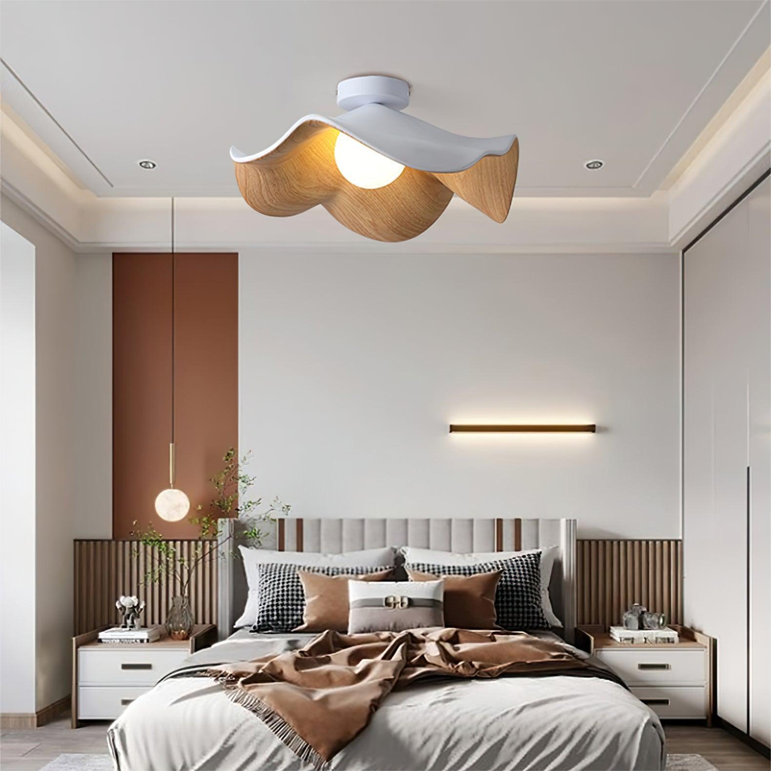 Organic ceiling light creating a soft decorative atmosphere in a contemporary residential living room