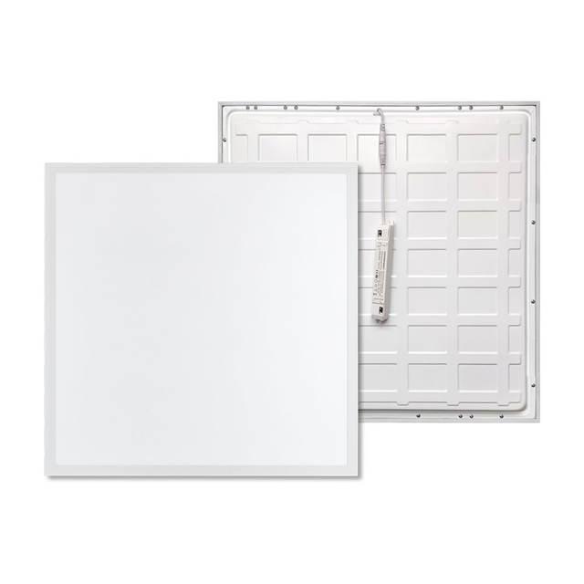 Recessed backlit LED office panel with a clean white frame on a white background
