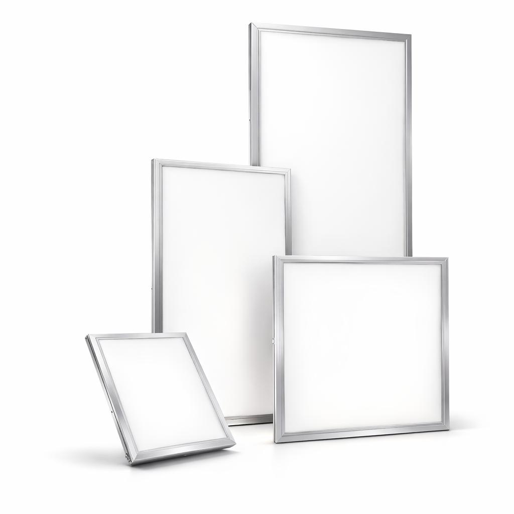 Backlit office panel collection featuring different recessed panel sizes and configurations