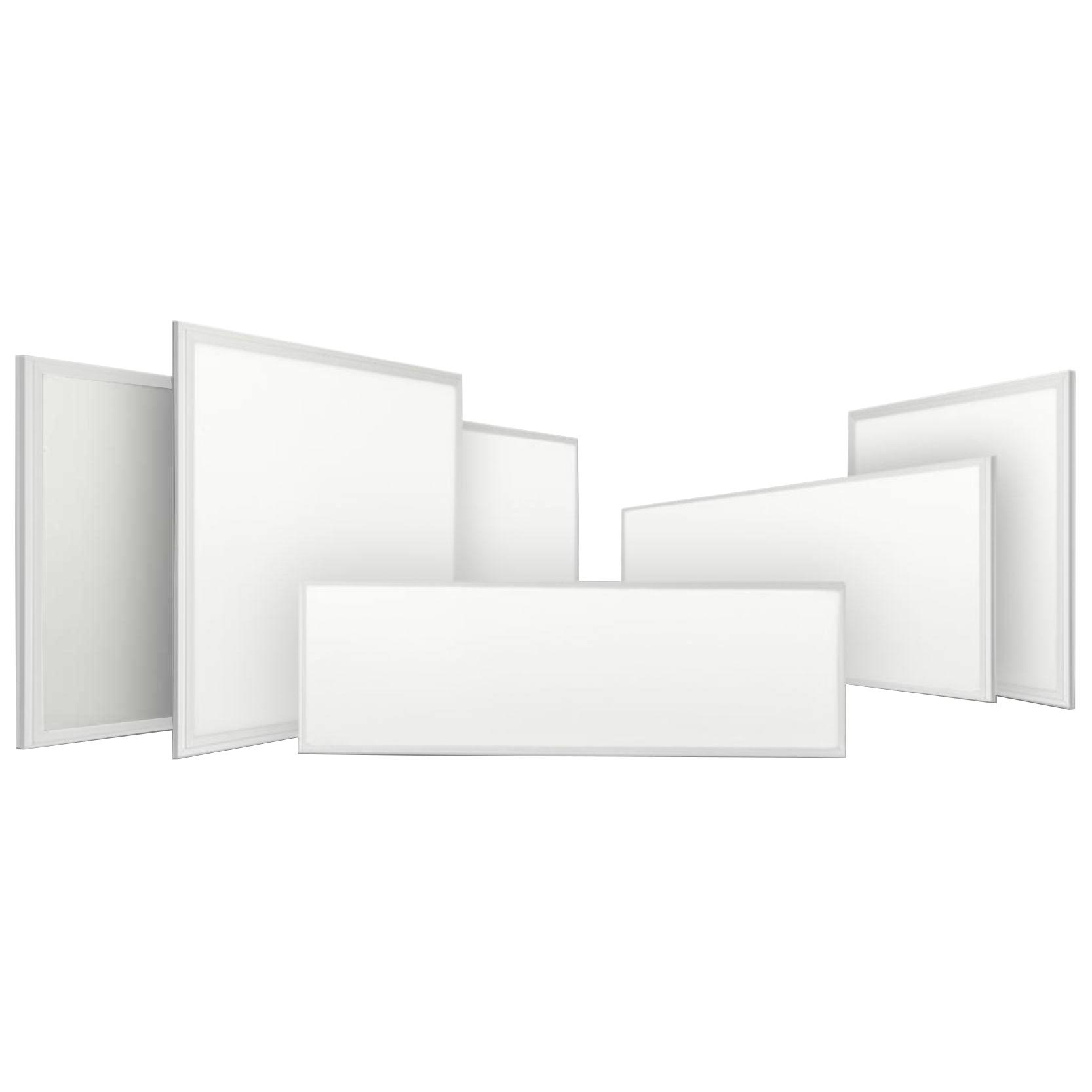 Backlit office panel collection featuring different recessed panel sizes and configurations