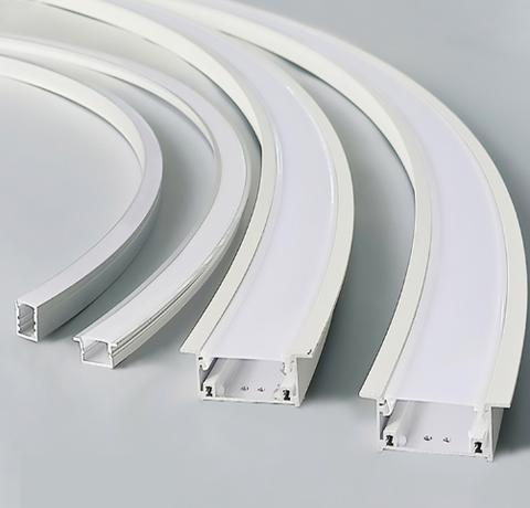 Bendable LED profile family with different bending radii, diffuser options and finishes.
