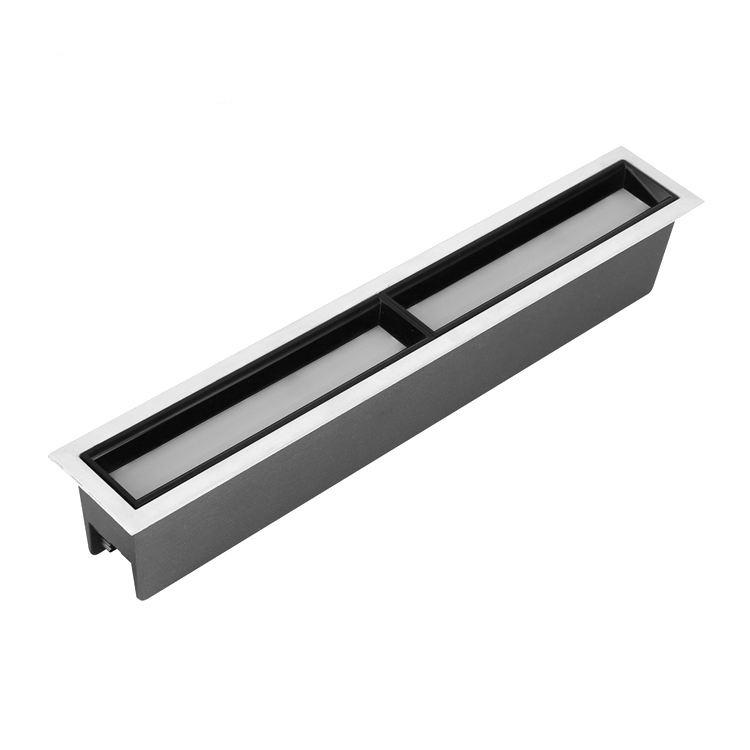 Front view of an indoor recessed wall washer.