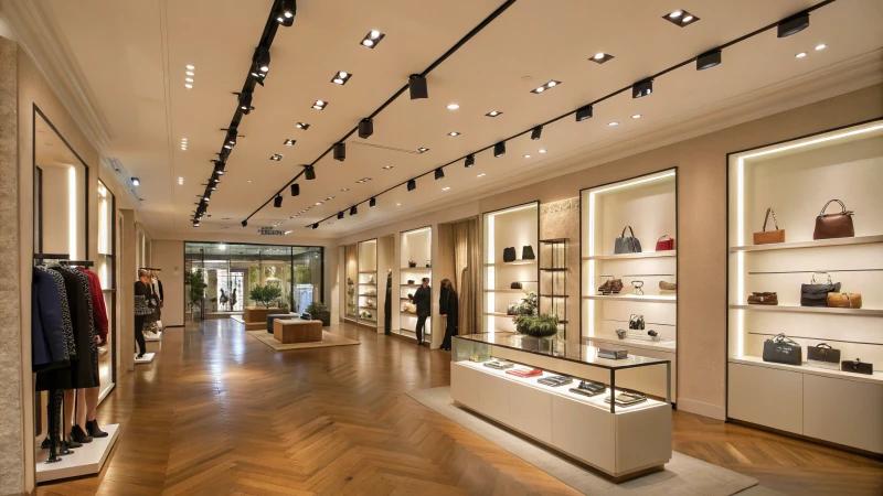 Retail track spotlights highlighting merchandise in a premium retail environment.