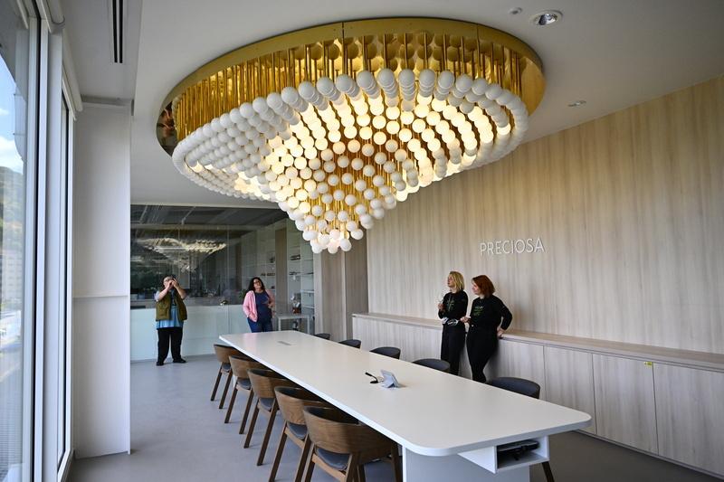Bespoke chandelier installed in a luxury hospitality project.