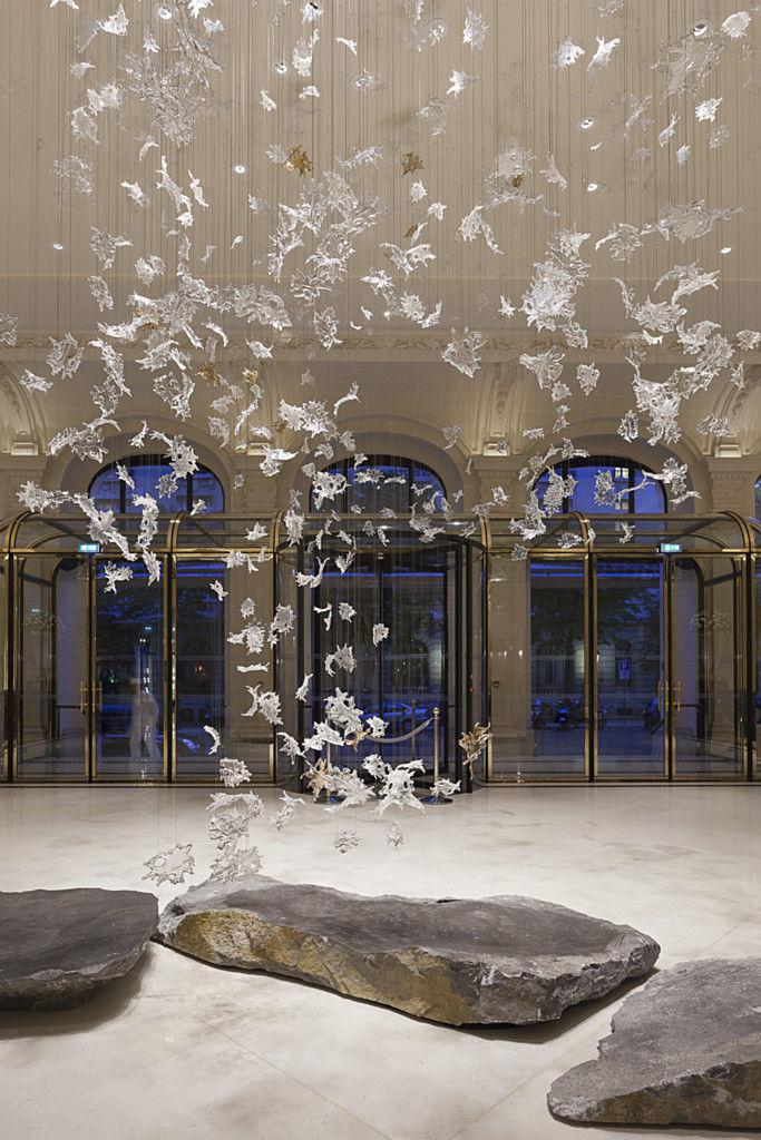 Bespoke chandelier installed in a luxury hospitality project.