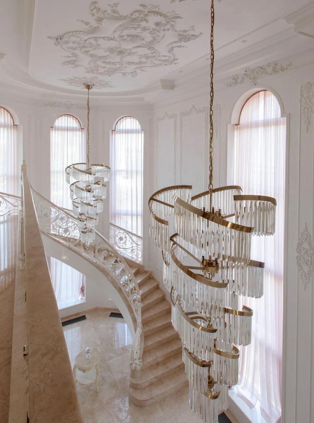 Bespoke chandelier installed in a luxury hospitality project.