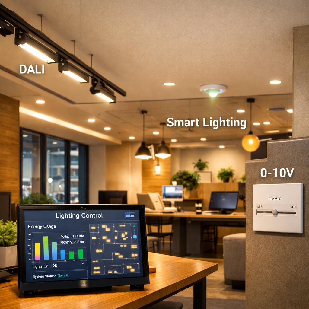 DALI lighting control system installed in a contemporary office environment.