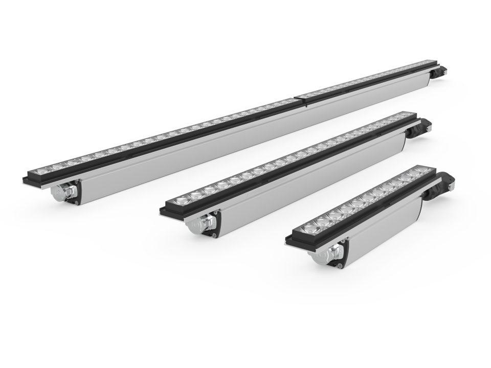 Grazer wall washer family with different lengths, beam angles and finishes.