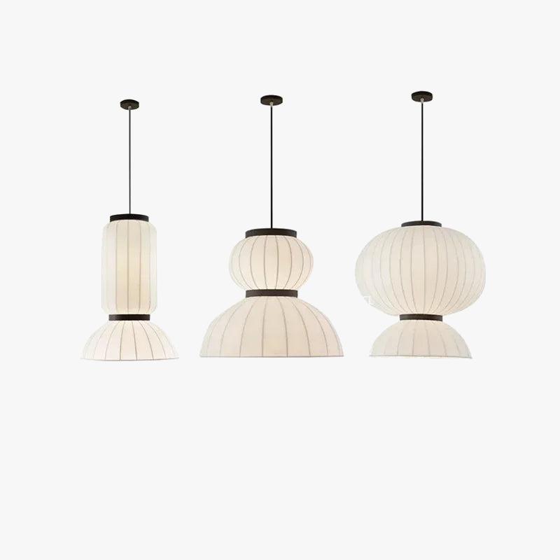Fabric pendant lighting family featuring multiple sizes and design variations.