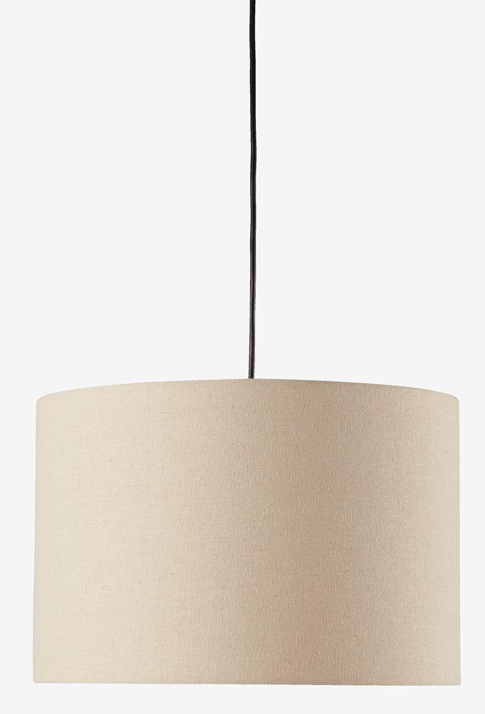 Front view of a decorative fabric pendant light for architectural interiors.