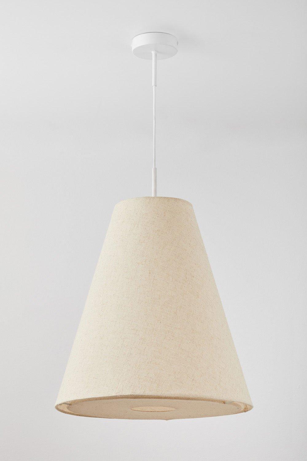 Front view of a decorative fabric pendant light for architectural interiors.