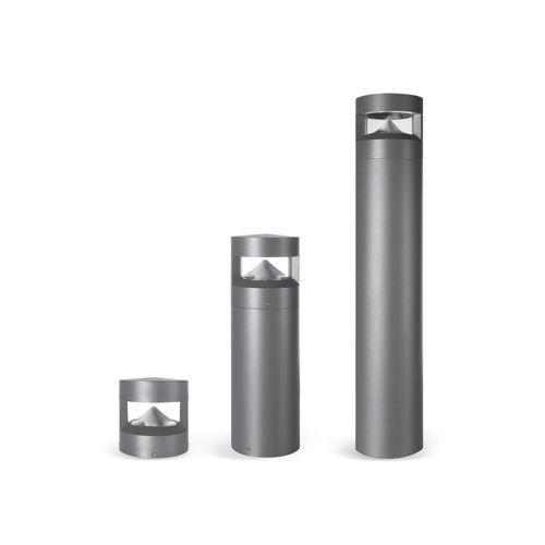 Architectural bollard family with height, finish and optical variations.