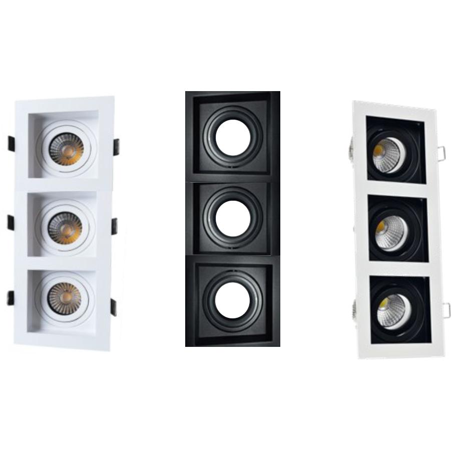 Front view of a modular recessed downlight.