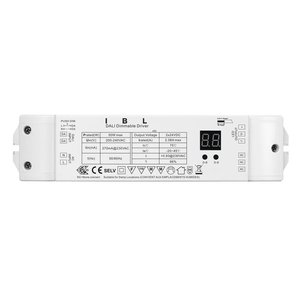 Front view of a DALI LED driver.