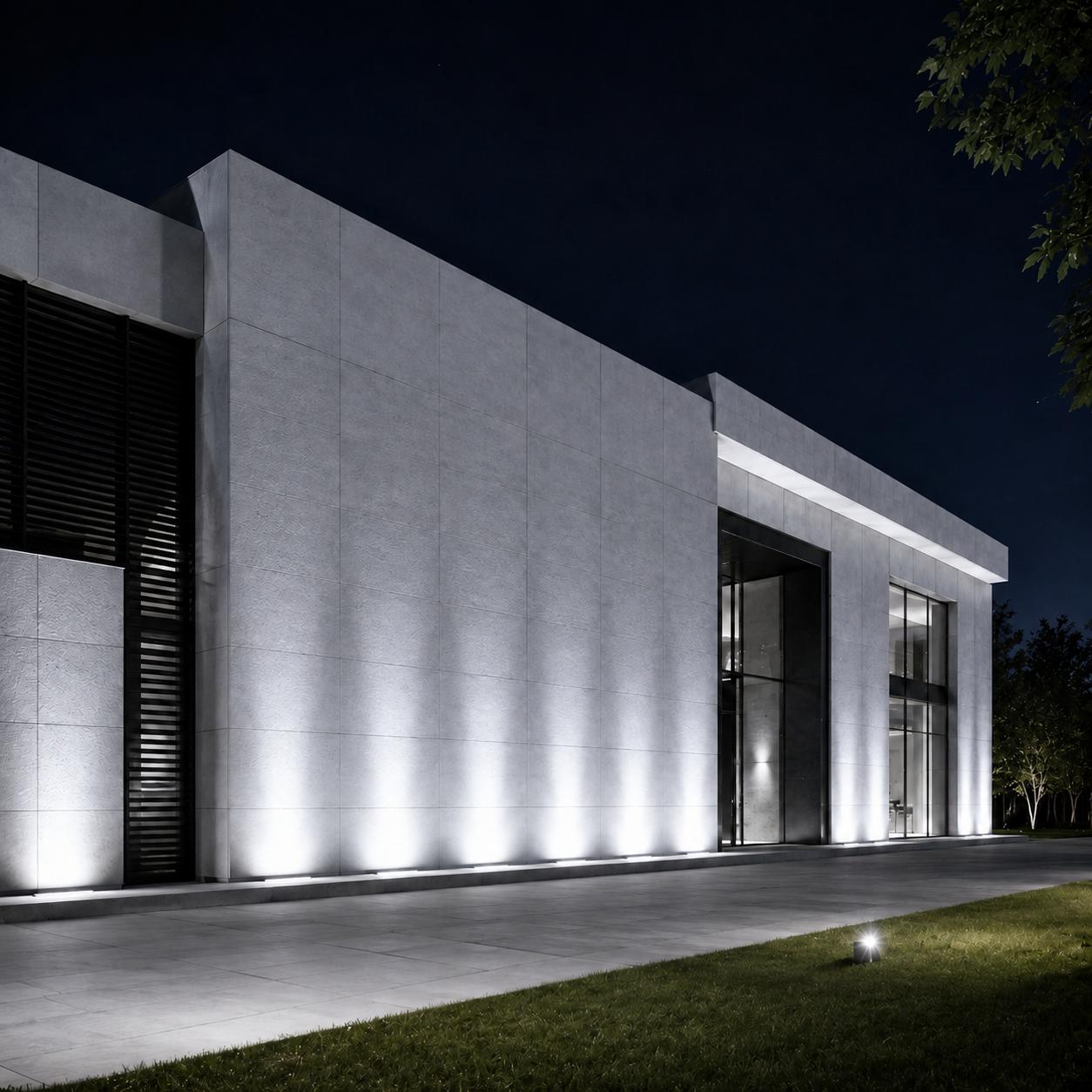 Front view of a Dynamic White façade light.