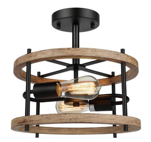 A warm decorative ceiling light combining aged materials, traditional textures and a relaxed farmhouse-inspired character.