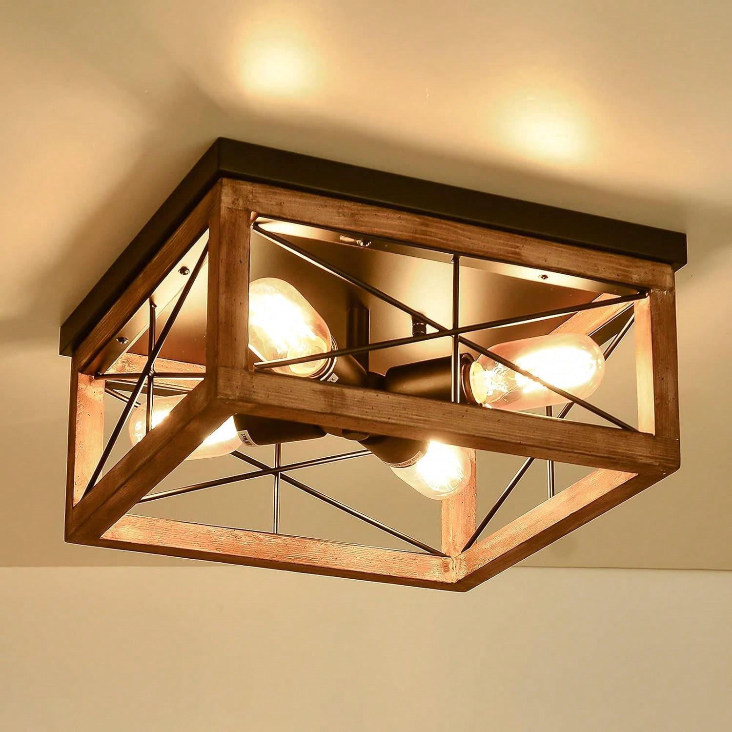 A warm decorative ceiling light combining aged materials, traditional textures and a relaxed farmhouse-inspired character.