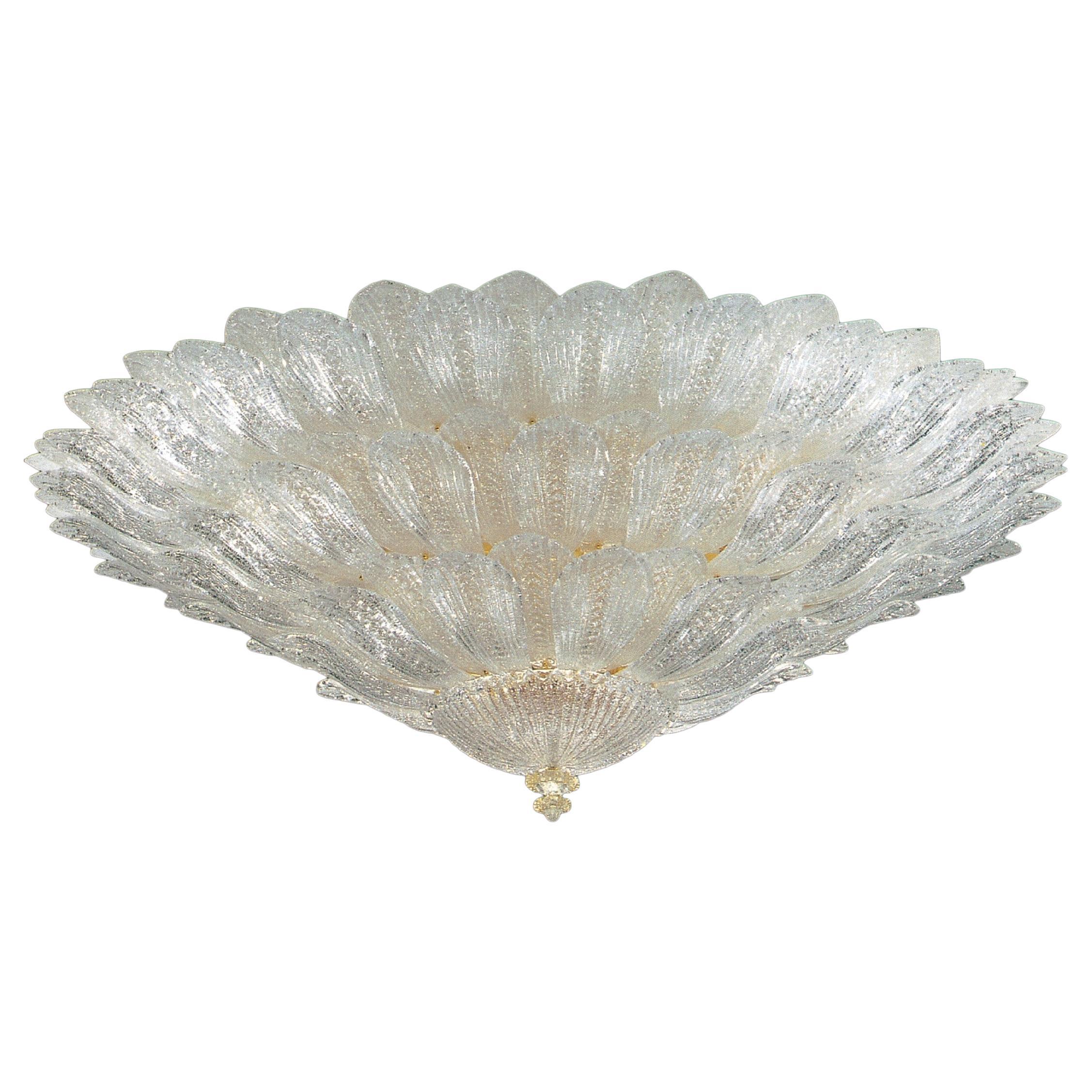 Murano ceiling light with hand-formed textured glass elements shown from the front on a white background