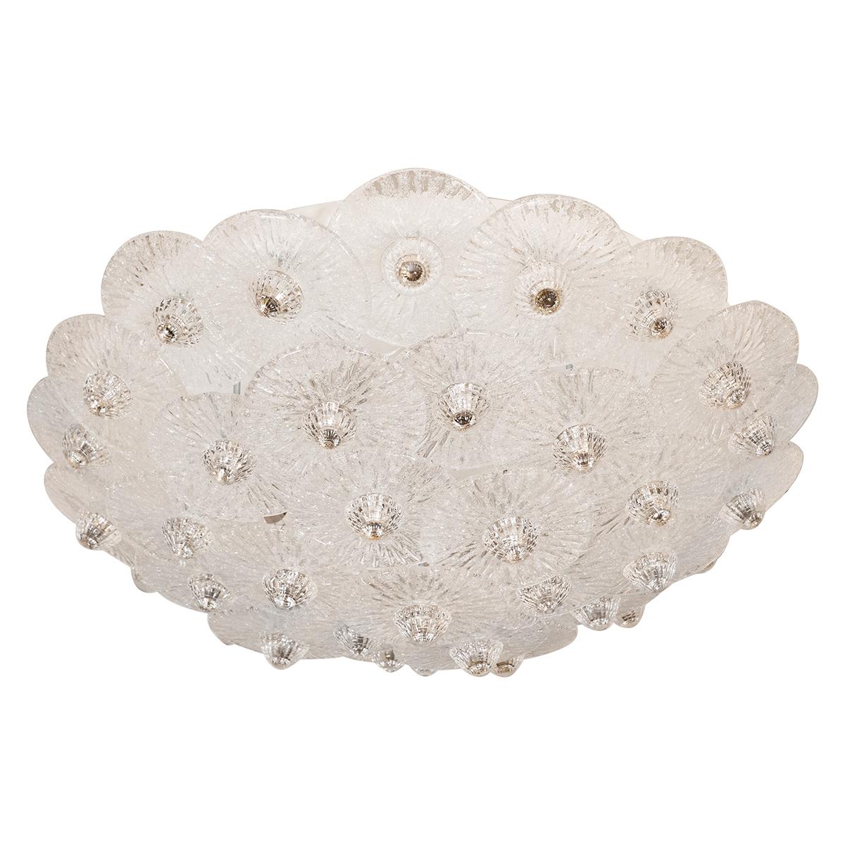 Murano ceiling light with layered Venetian-style artistic glass on a white background