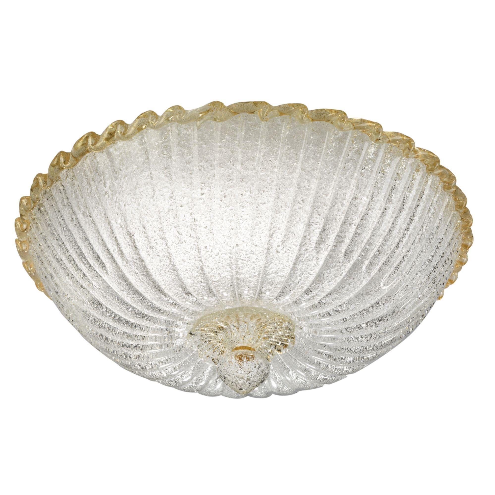 Murano ceiling light with hand-formed textured glass elements shown from the front on a white background