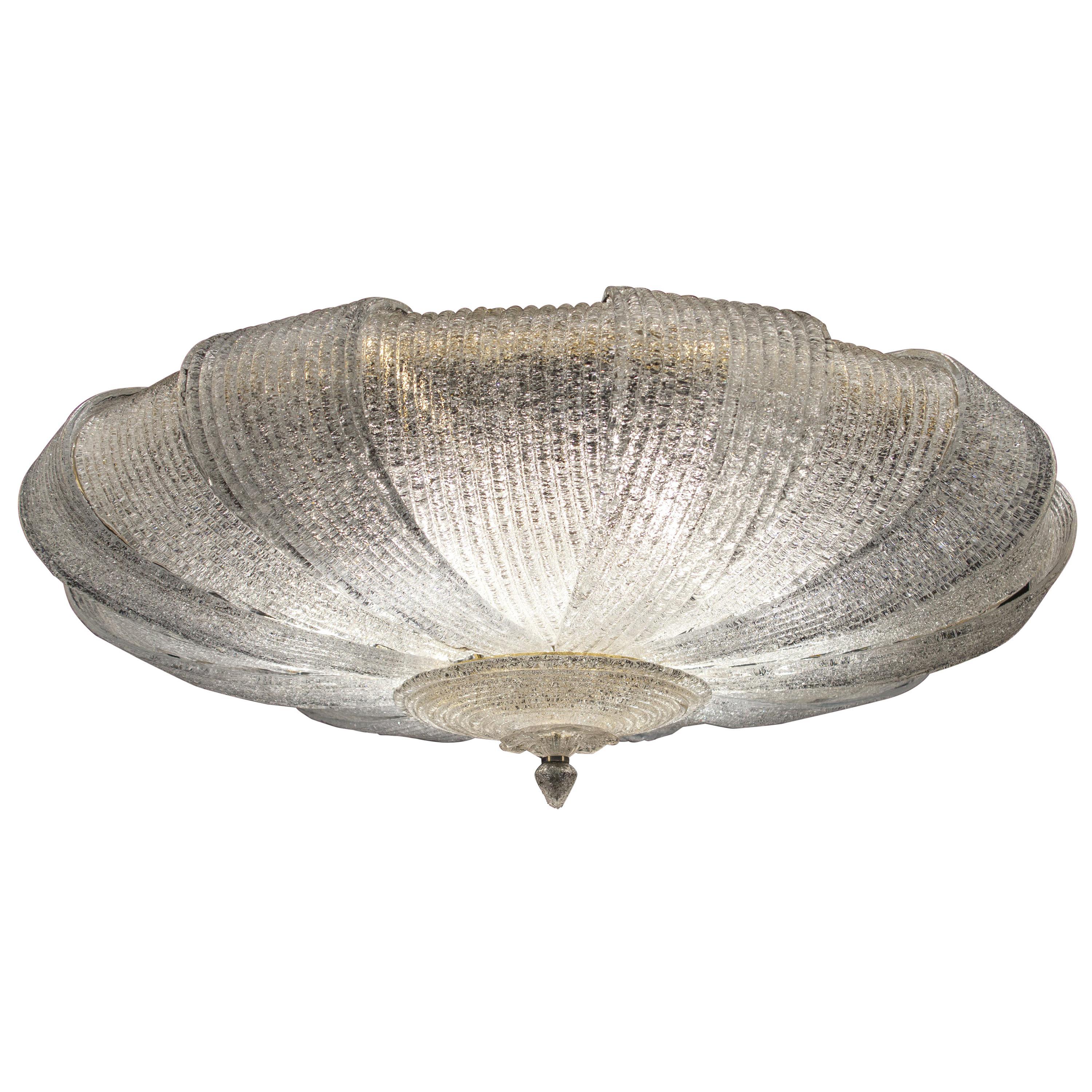 Murano ceiling light with layered Venetian-style artistic glass on a white background