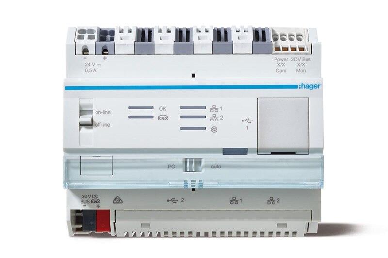 Front view of a KNX lighting control module.