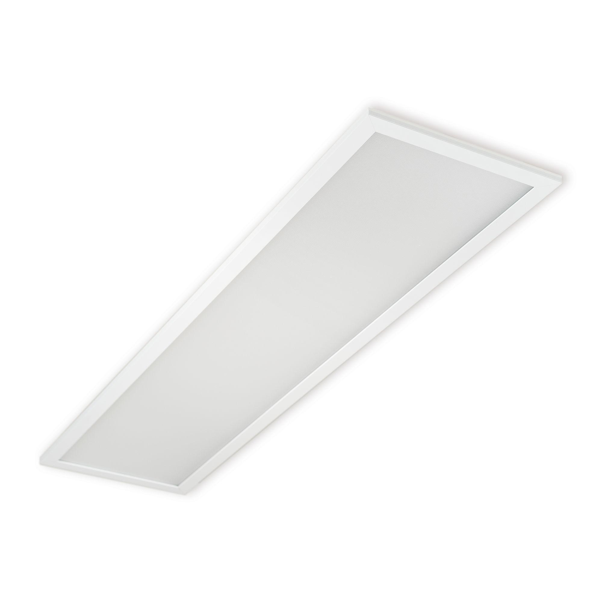 Frameless recessed microprismatic office panel with a clean architectural appearance on a white background