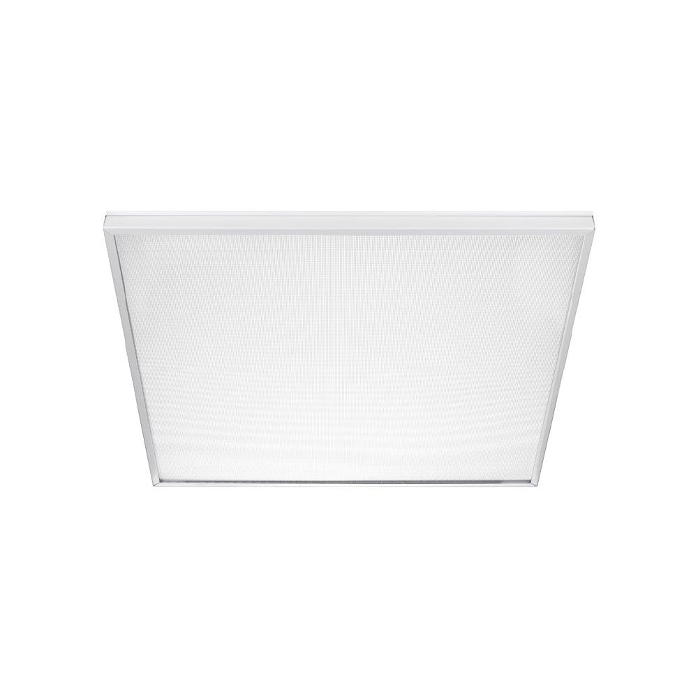 Frameless recessed microprismatic office panel with a clean architectural appearance on a white background