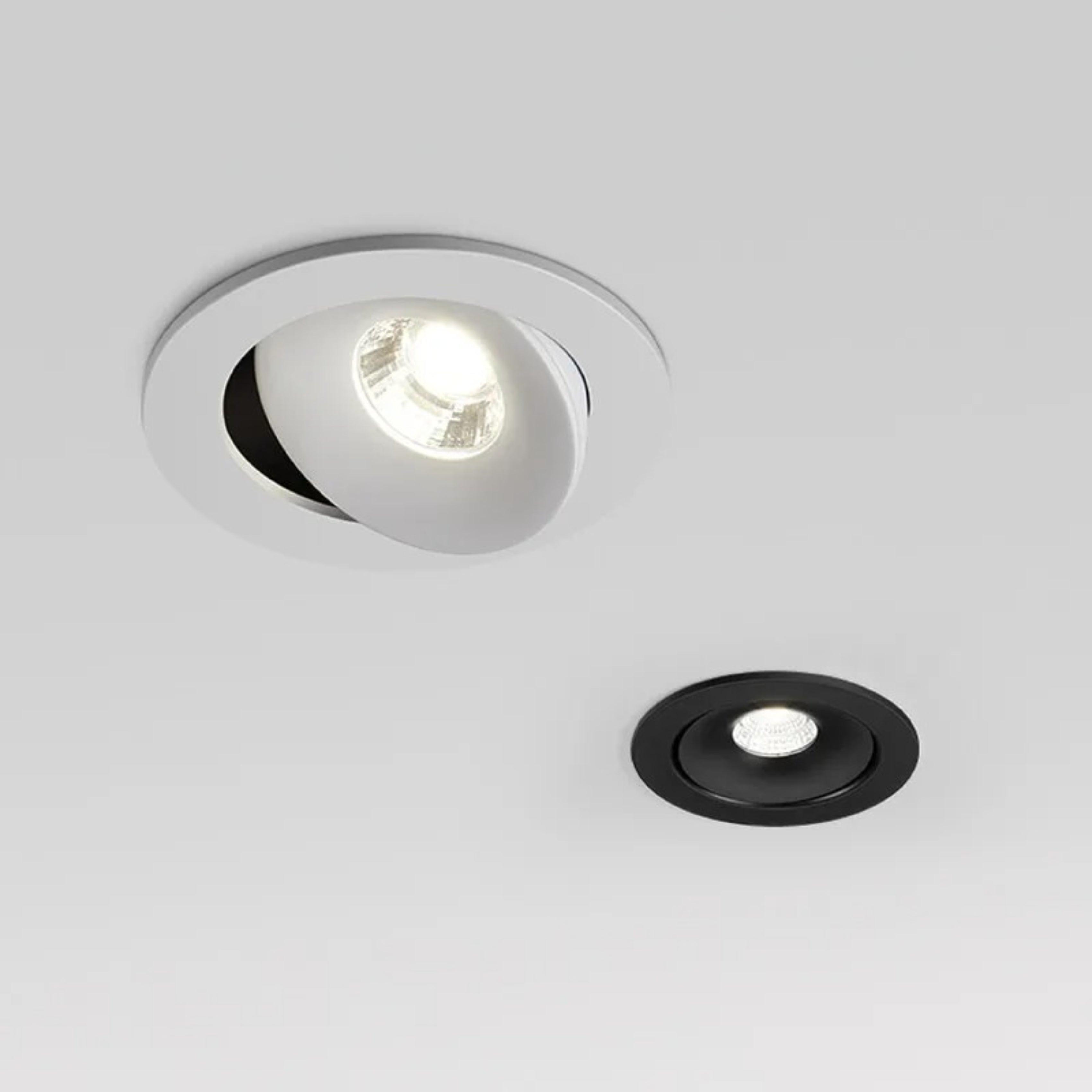 Adjustable gimbal downlight family with alternative sizes and finish options.