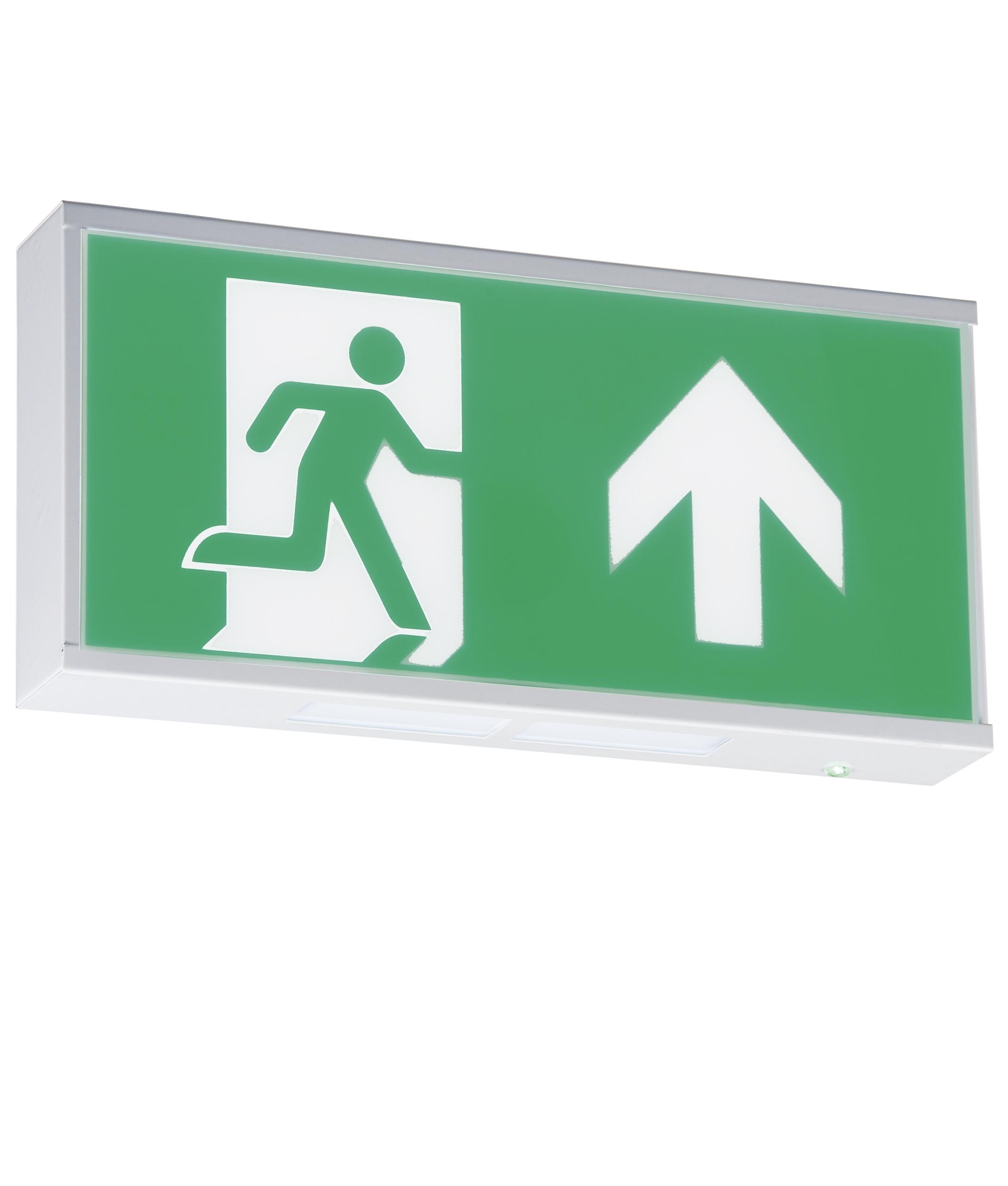 Front view of a wall-mounted exit sign.