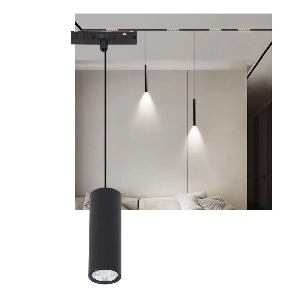 Magnetic pendant tubes installed in a contemporary hospitality interior.