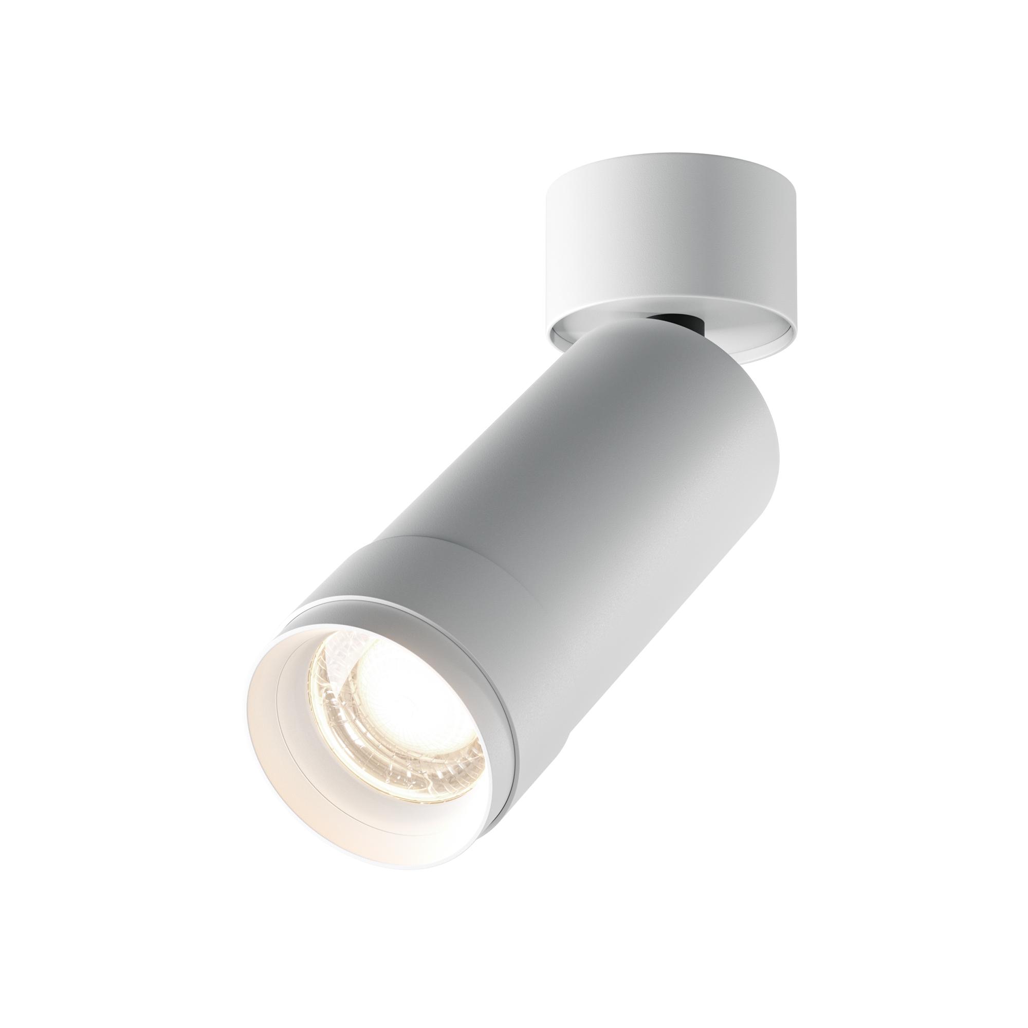 Front view of a surface-mounted architectural spotlight.