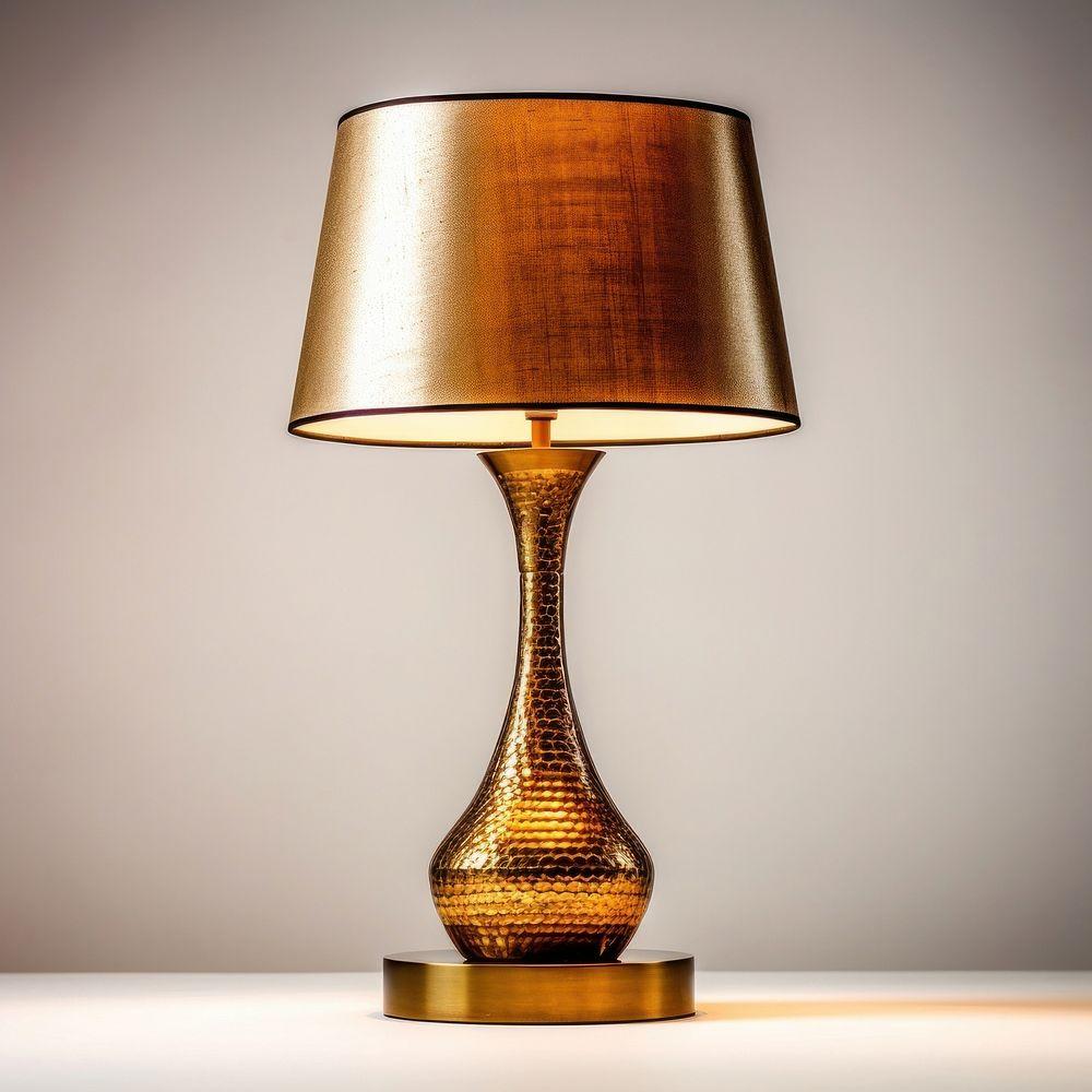 Front view of a luxury table lamp highlighting elegant proportions and sophisticated architectural detailing.