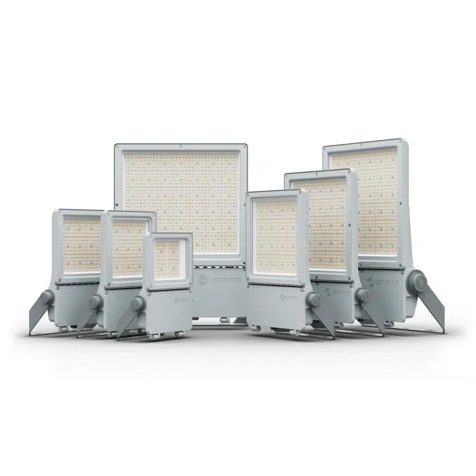 Architectural floodlight family with power and size variations.